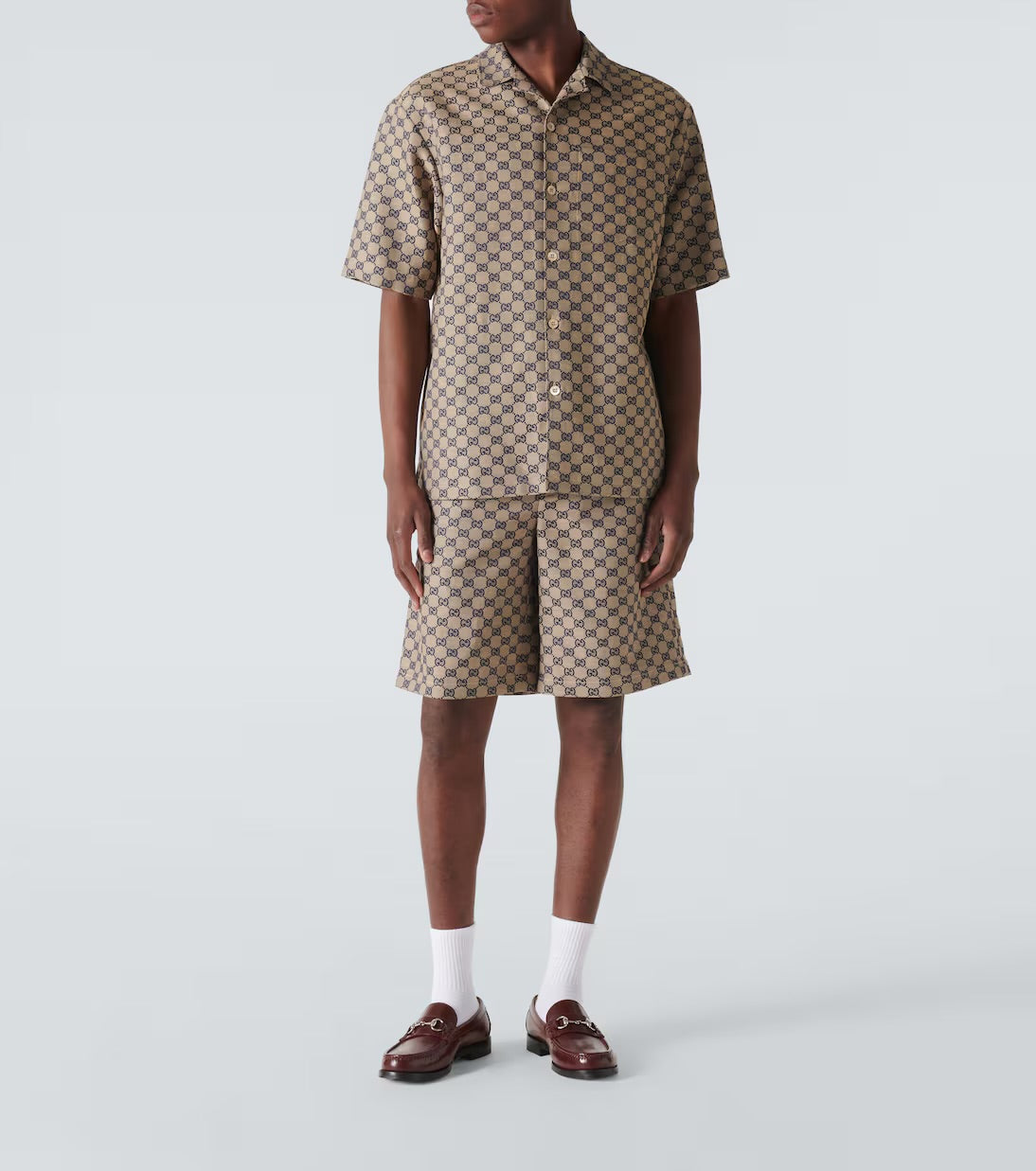GUCCI - ENSEMBLE GG SHORT + CHEMISE en lin mélangé beige