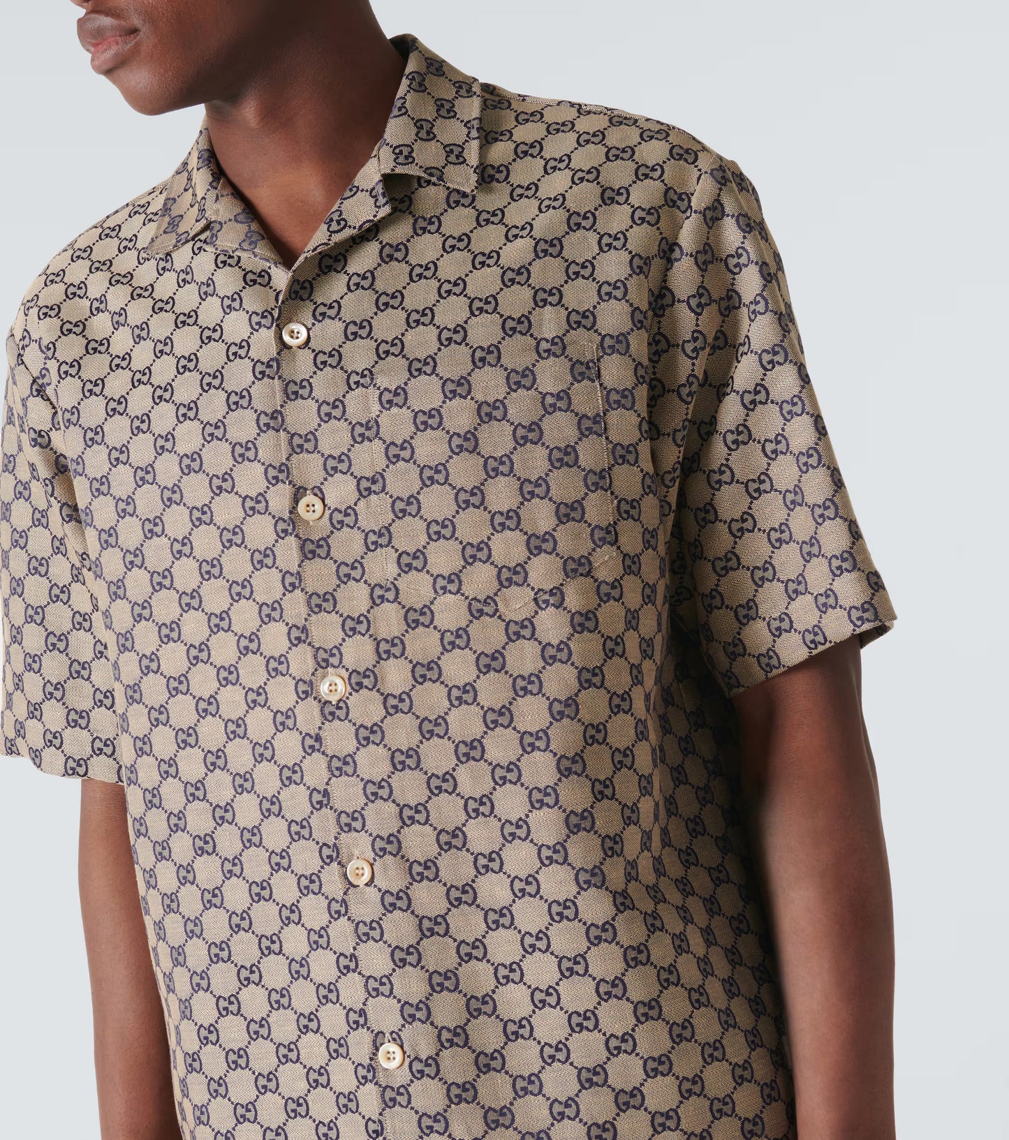 GUCCI - CHEMISE GG en lin mélangé beige