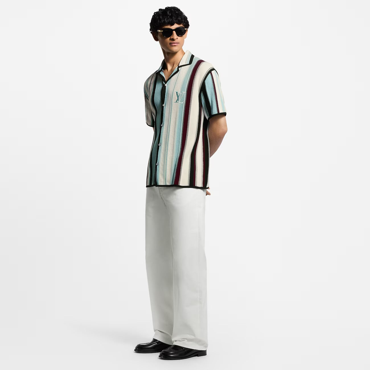 Louis Vuitton - Chemise manches courtes rayée en crochet