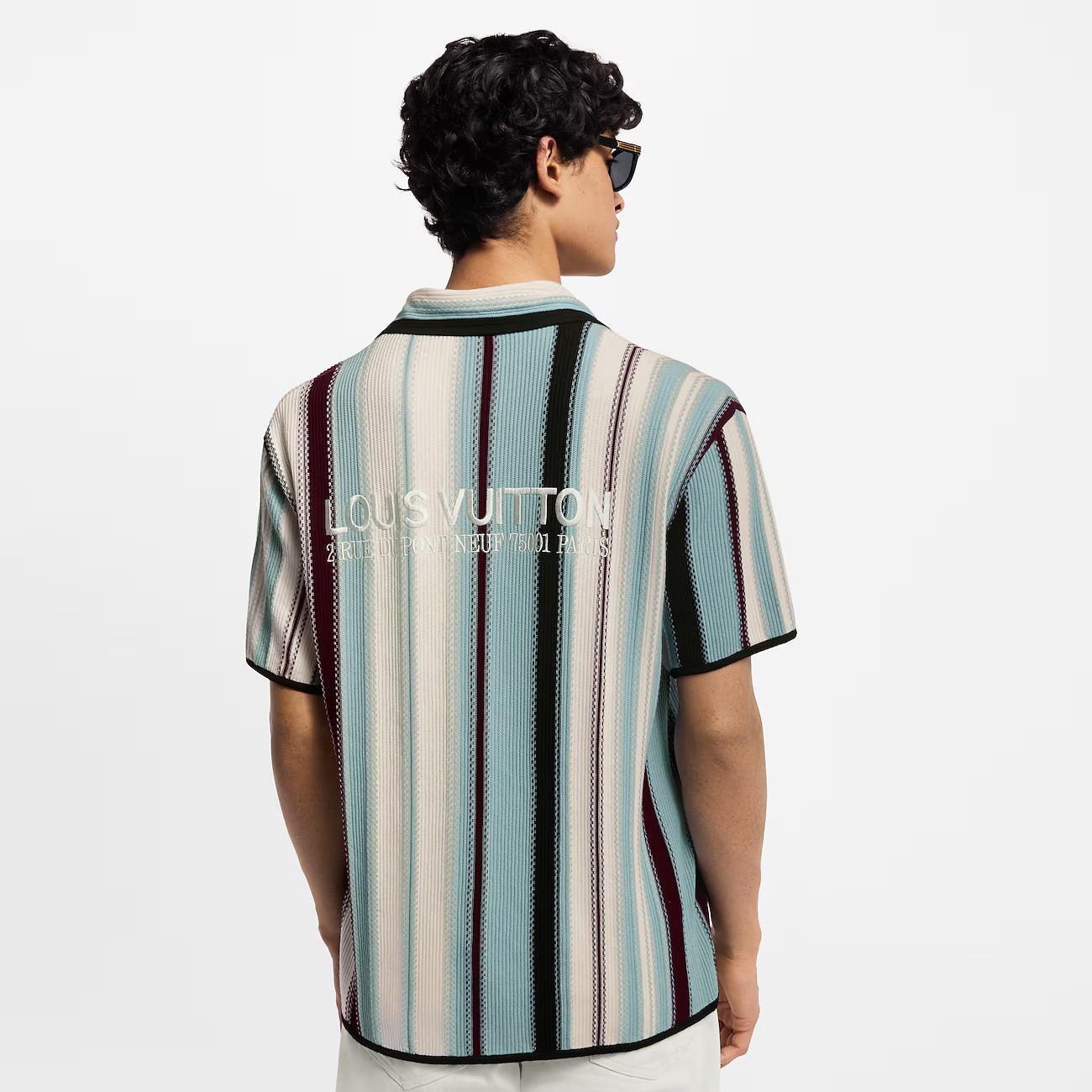 Louis Vuitton - Chemise manches courtes rayée en crochet