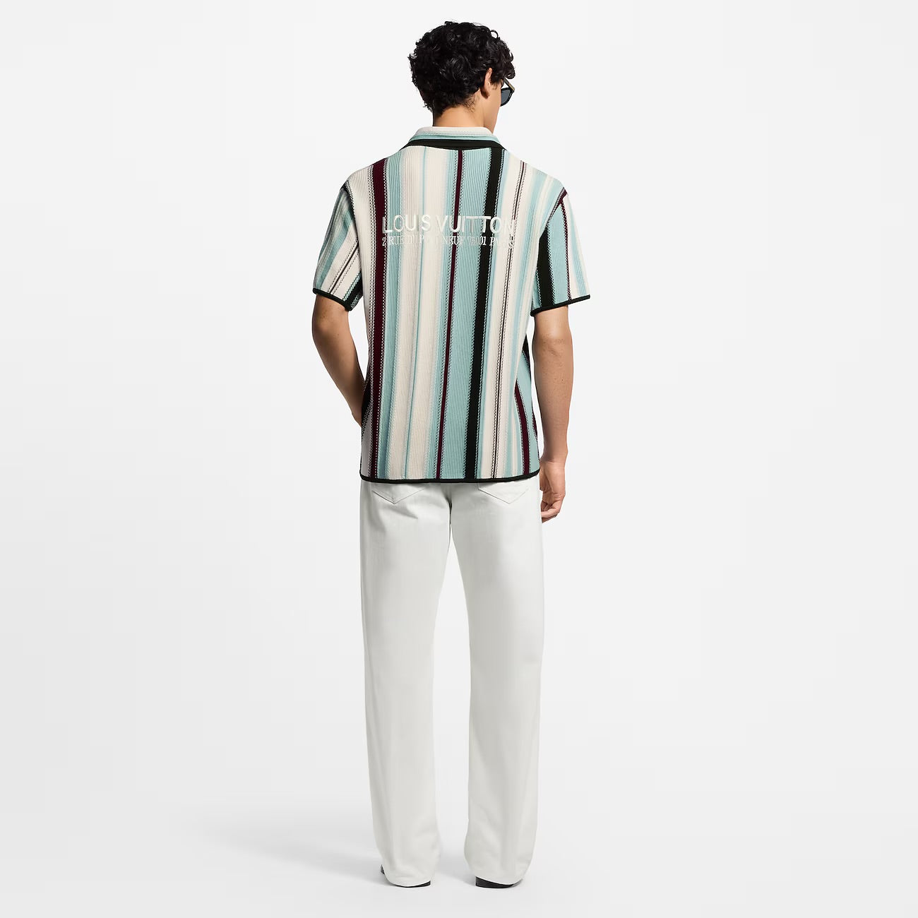 Louis Vuitton - Chemise manches courtes rayée en crochet