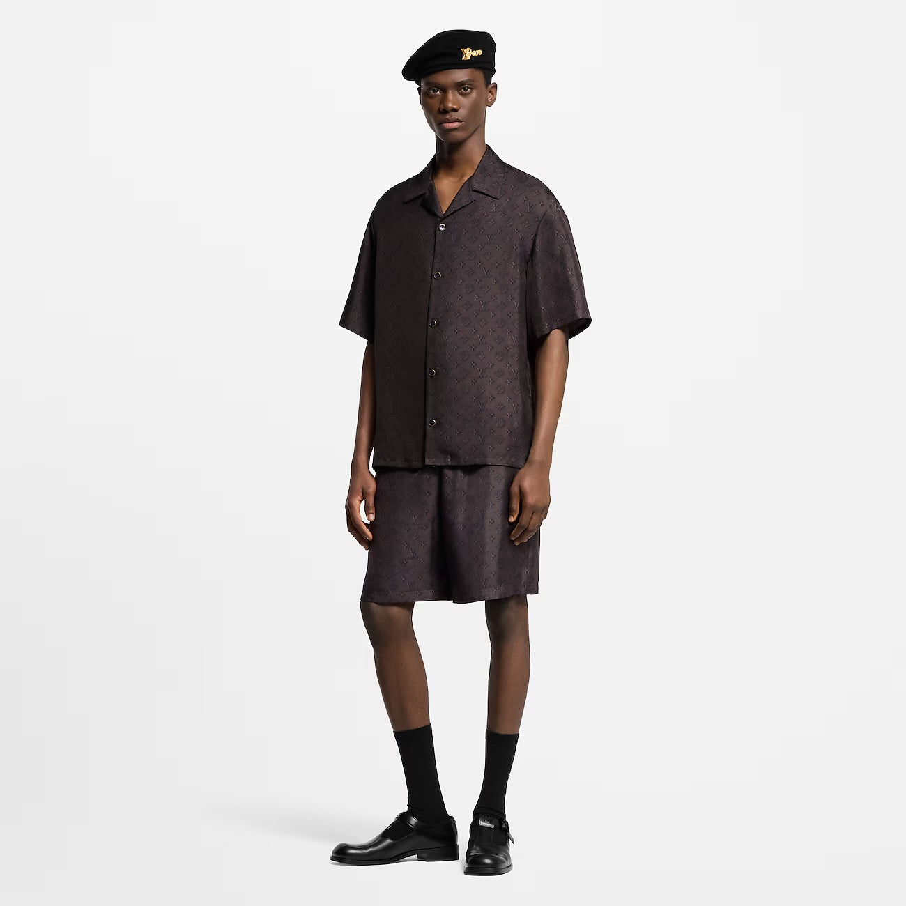 Louis Vuitton - Chemise manches courtes à imprimé Monogram en soie
