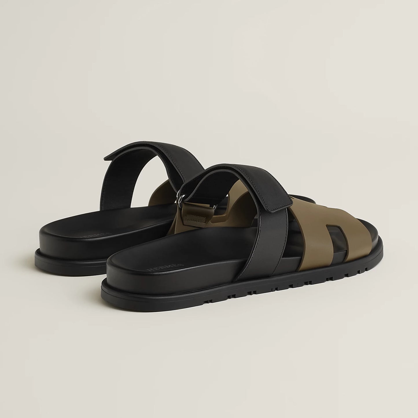 Hermès - Sandales Chypre Vert Toundra / Noir
