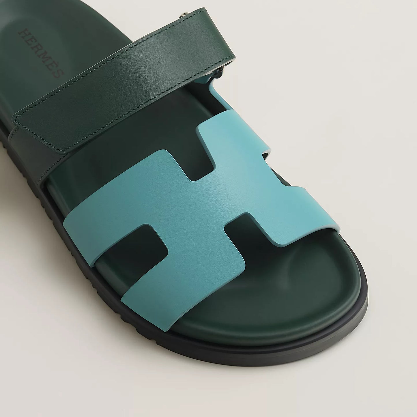 Hermès - Sandales Chypre Bleu Citadin / Vert Bouteille