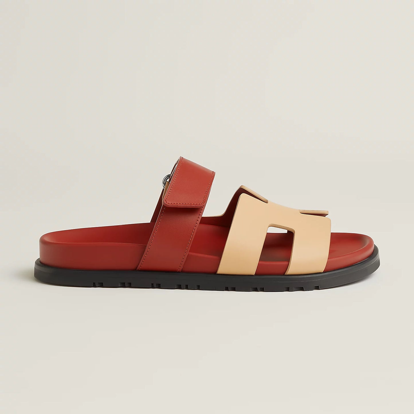 Hermès - Sandales Chypre Jaune Malawi / Rouge Sanguine
