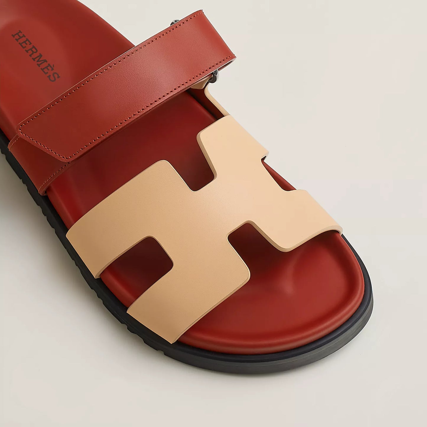 Hermès - Sandales Chypre Jaune Malawi / Rouge Sanguine