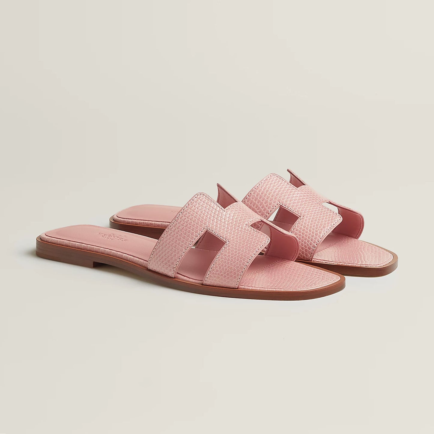 Hermès - Sandales Oran Rose Jeva en lézard