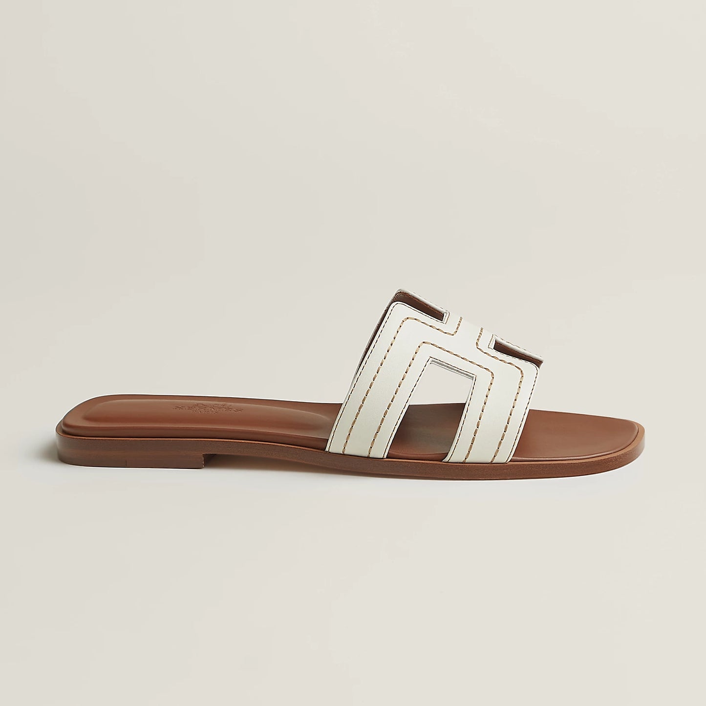 Hermès - Sandales Oran Blanc brodé