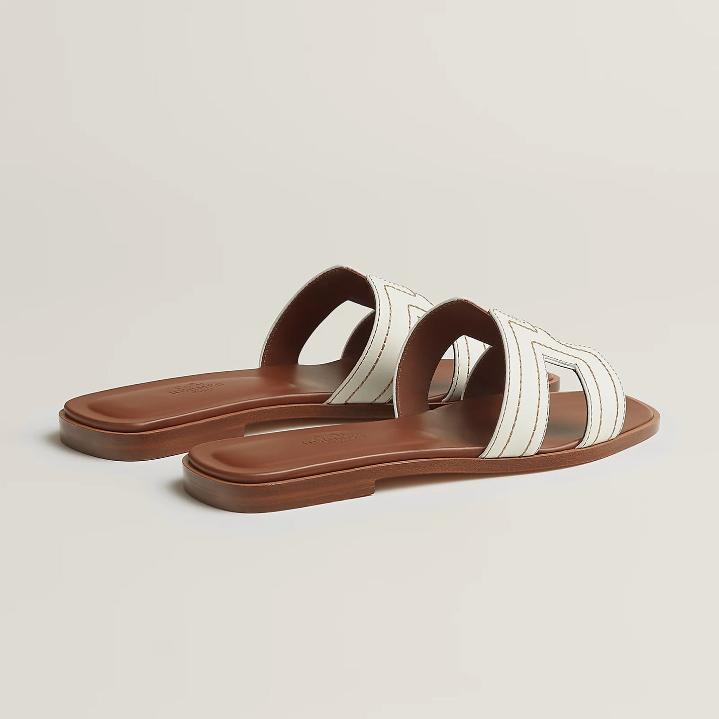 Hermès - Sandales Oran Blanc brodé