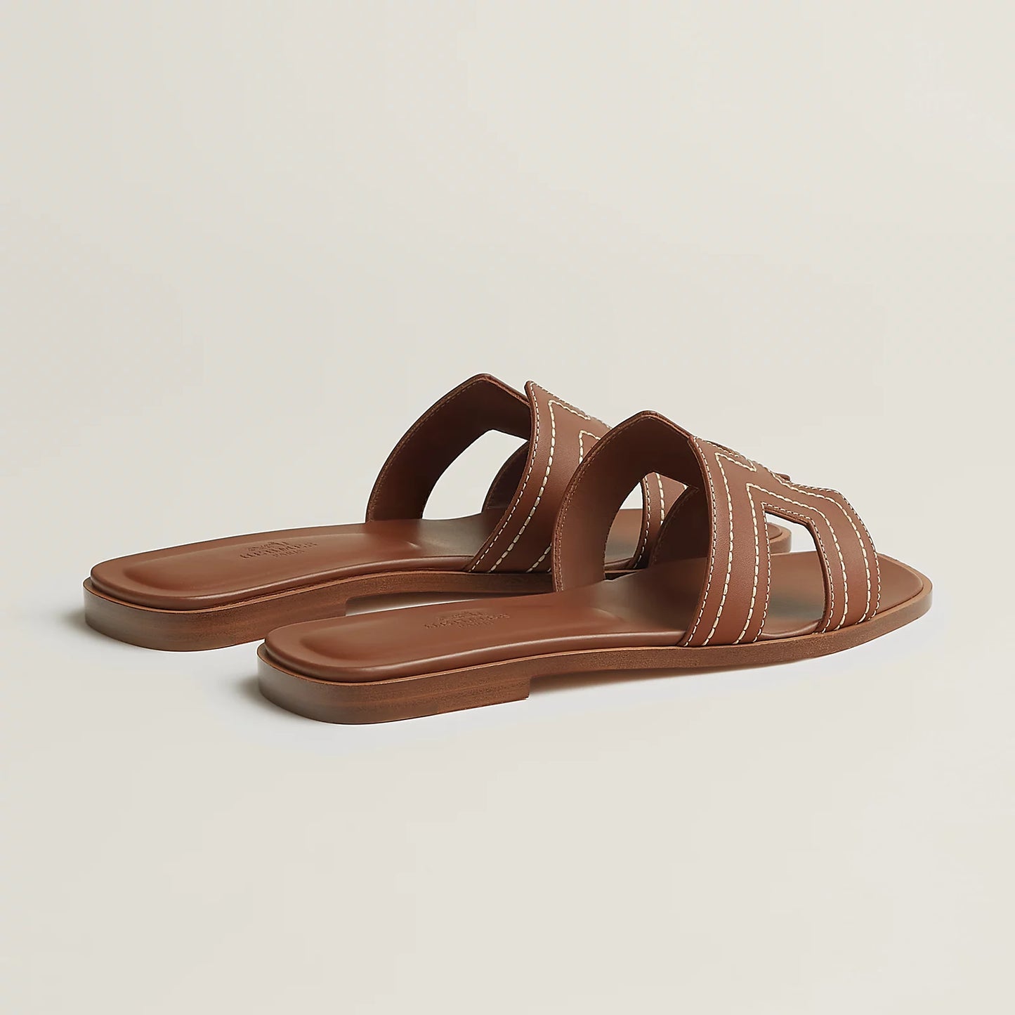 Hermès - Sandales Oran Gold brodé