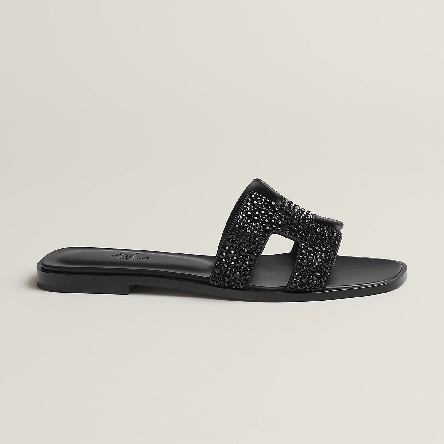 Hermès - Sandales Oran Noir avec Strass