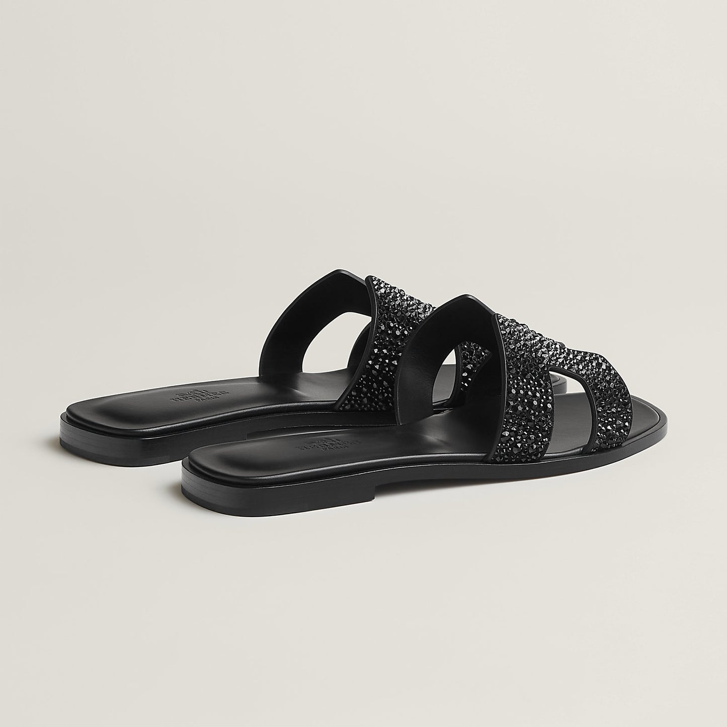 Hermès - Sandales Oran Noir avec Strass