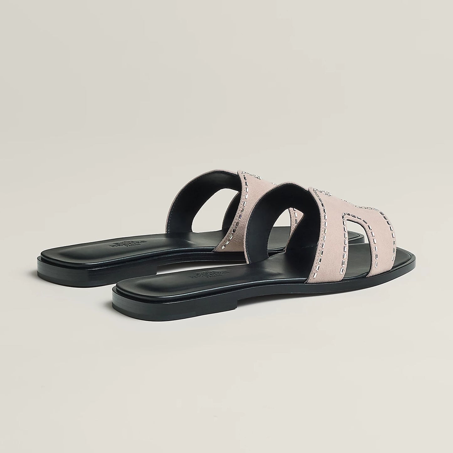 Hermès - Sandales Oran Rose Porcelaine avec Strass