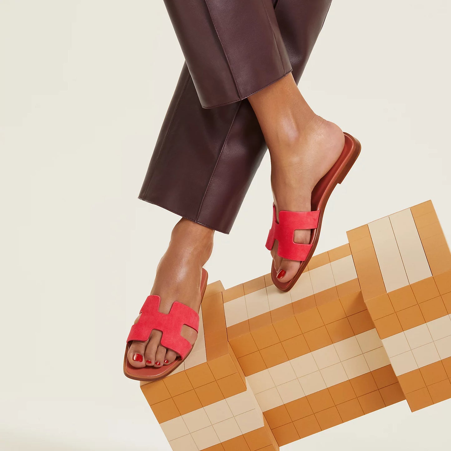 Hermès - Sandales Oran Rouge Cinétique