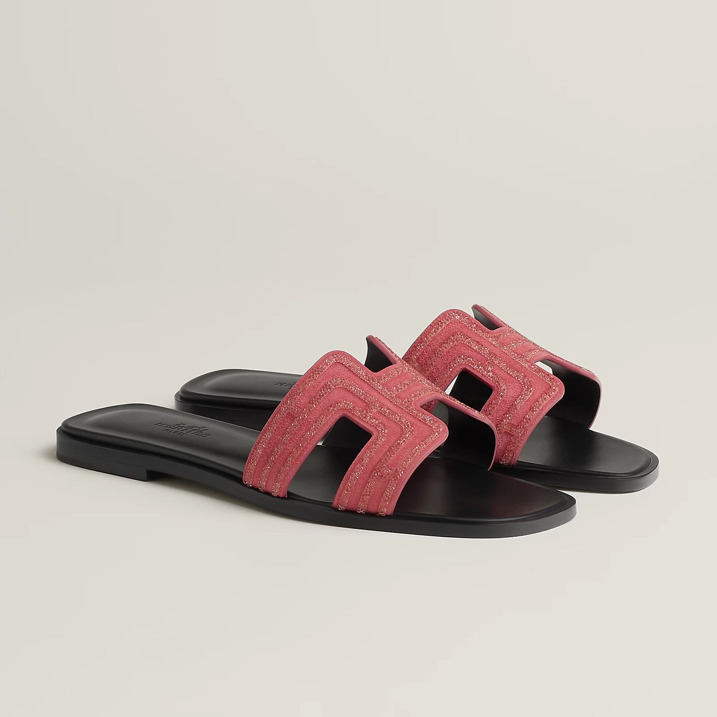 Hermès - Sandales Oran Rose Amarante avec Strass