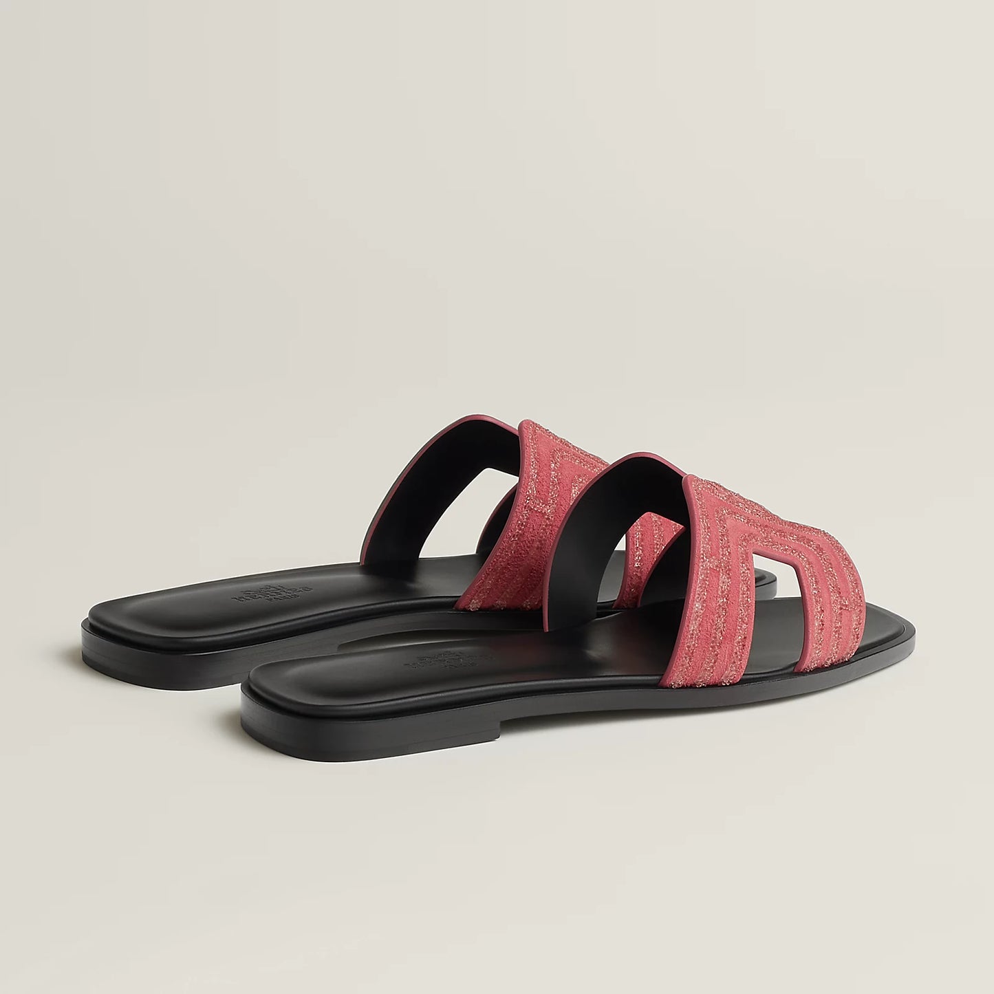 Hermès - Sandales Oran Rose Amarante avec Strass