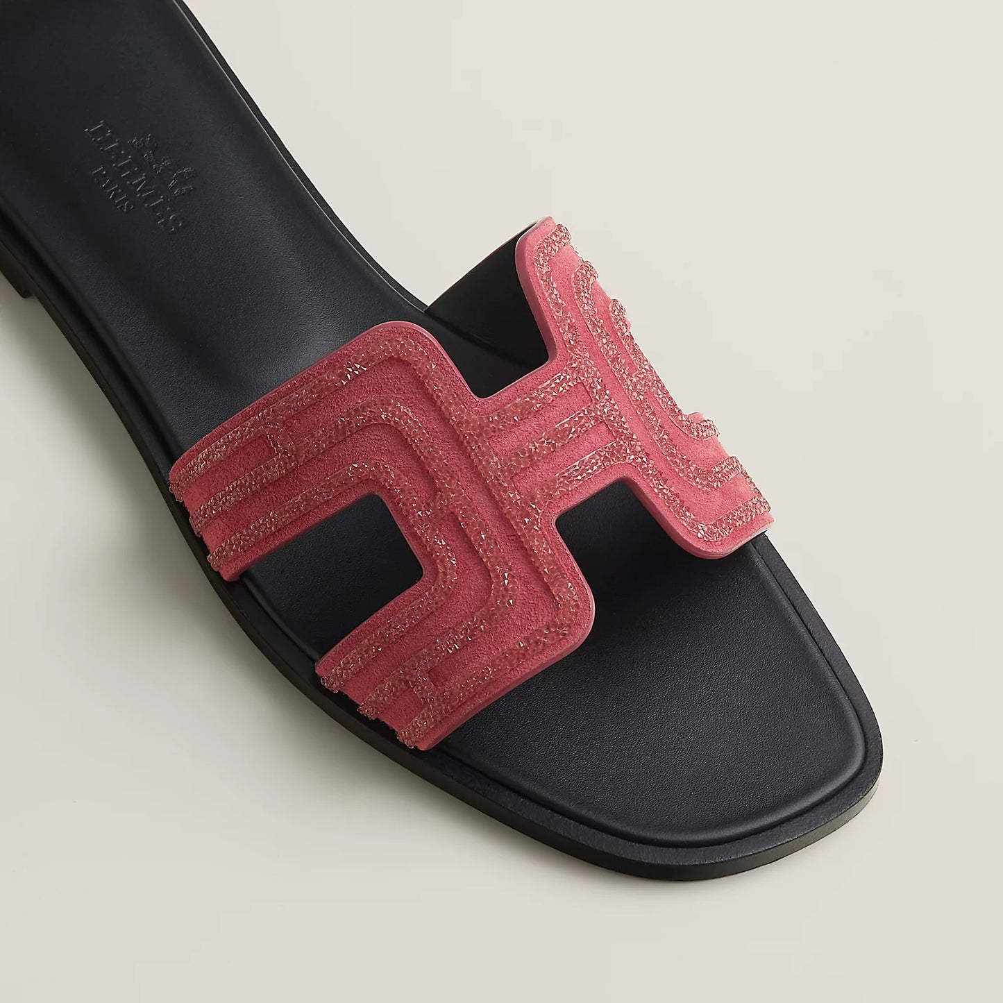 Hermès - Sandales Oran Rose Amarante avec Strass