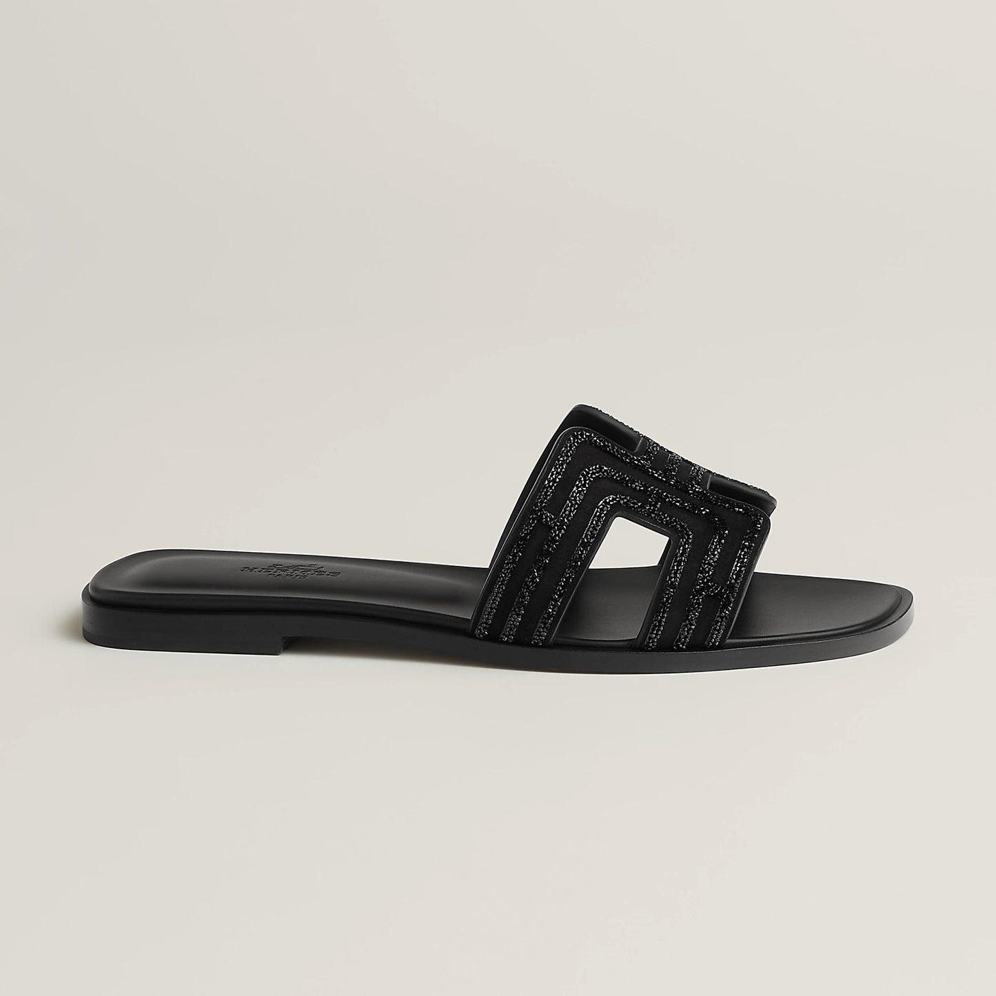 Hermès - Sandales Oran Noir avec Strass