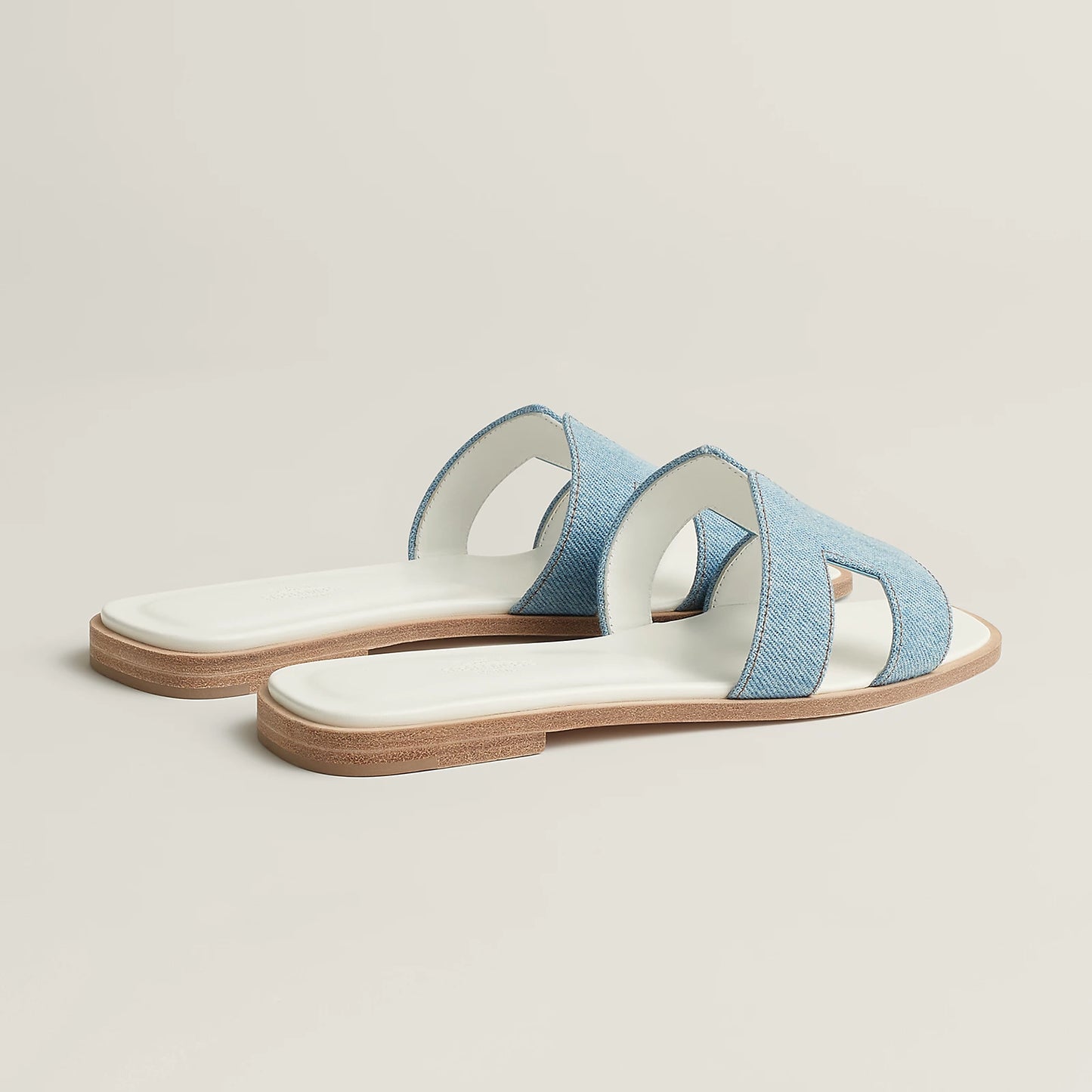 Hermès - Sandales Oran Bleu Clair en Denim