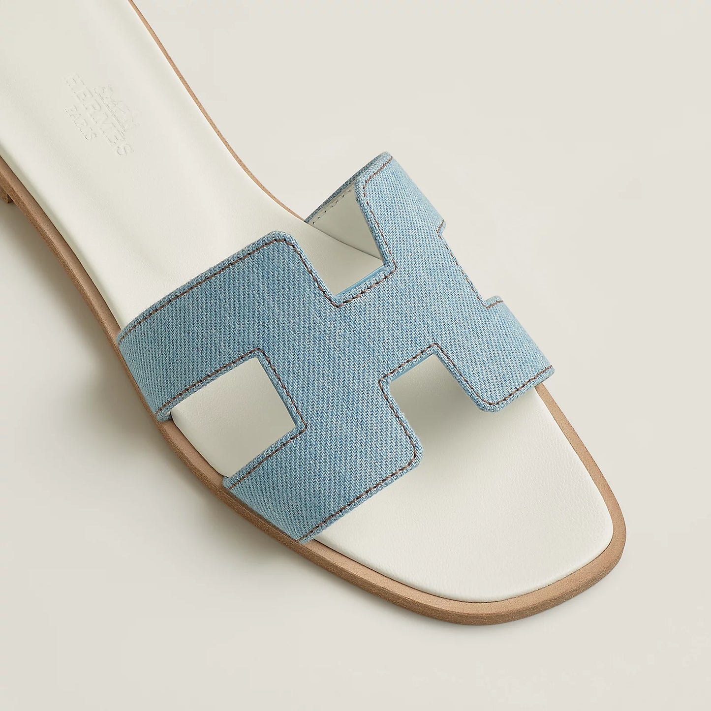 Hermès - Sandales Oran Bleu Clair en Denim
