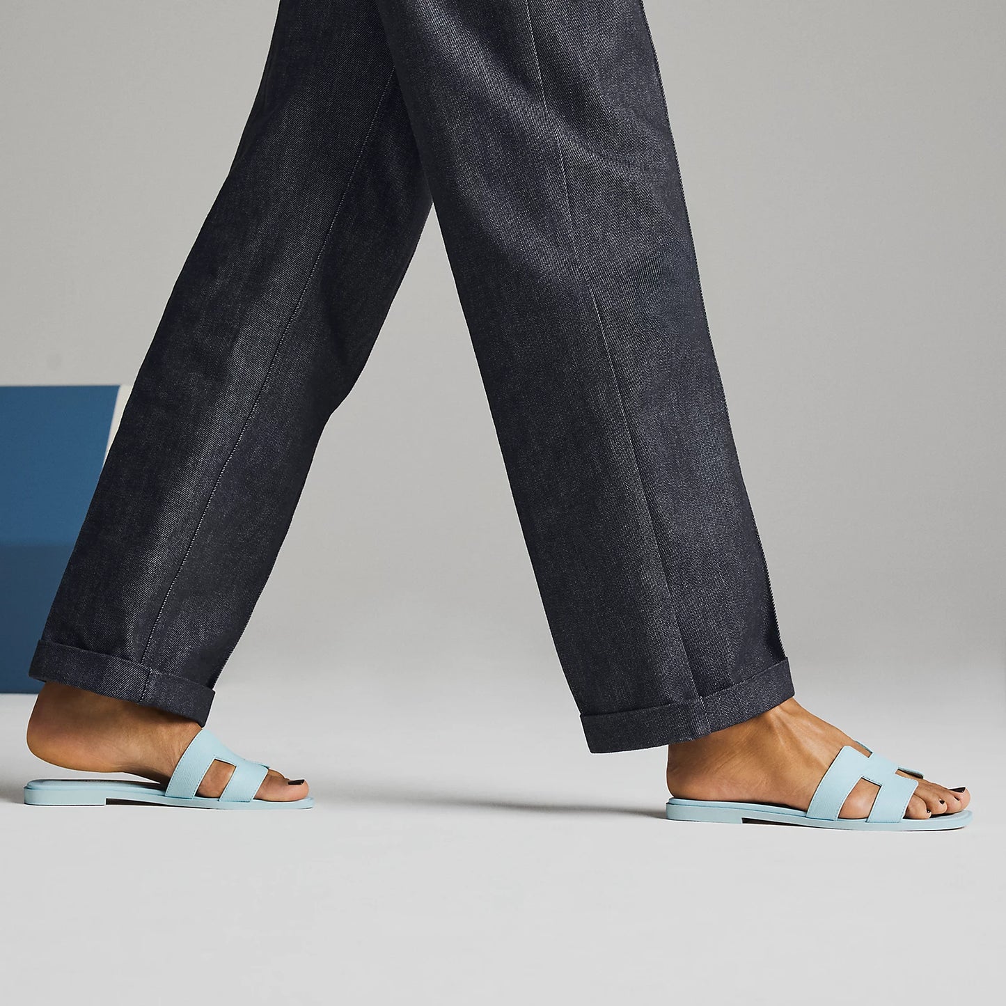Hermès - Sandales Oran Bleu Brume