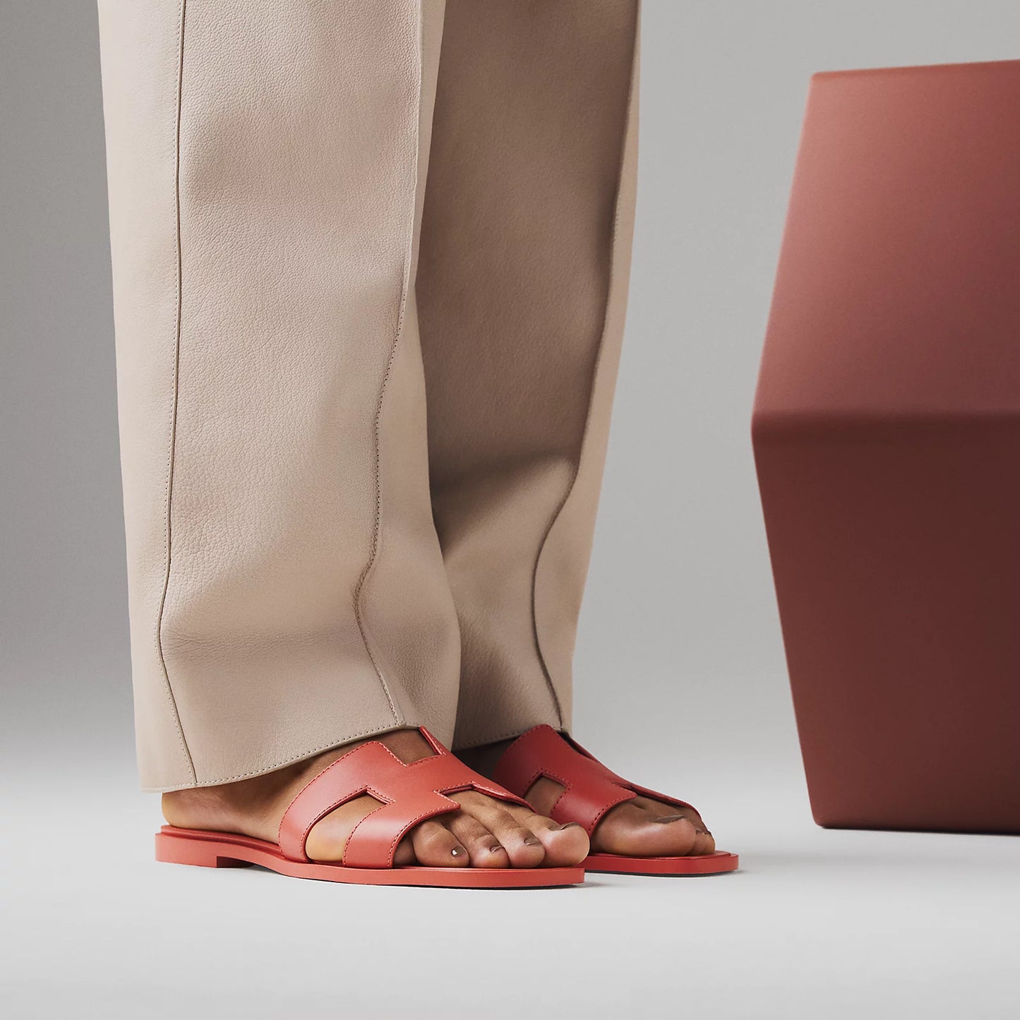Hermès - Sandales Oran Rouge Tomette