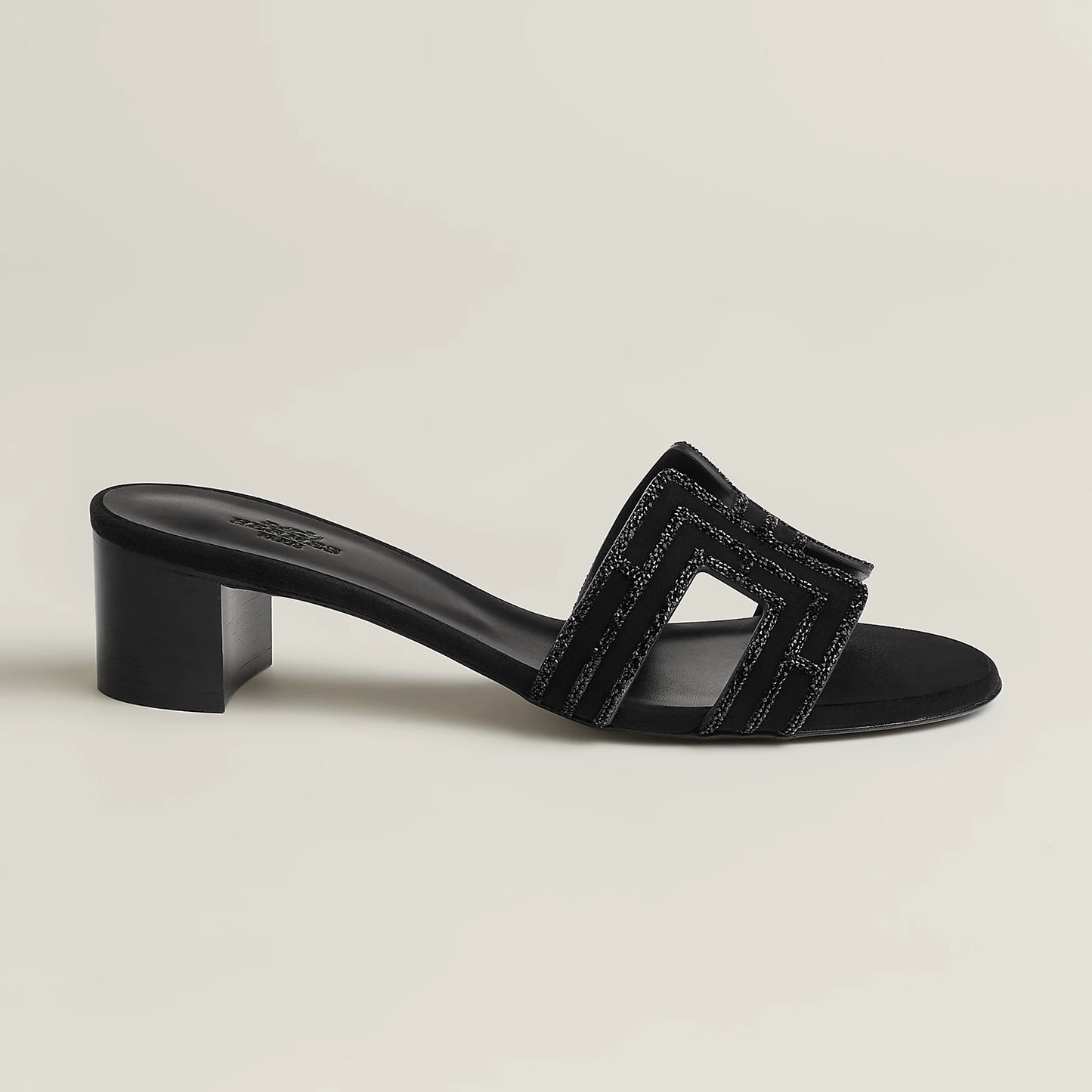 Hermès - Sandales Oasis Noir avec Strass