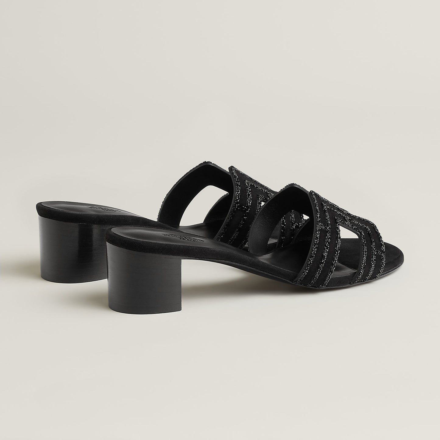 Hermès - Sandales Oasis Noir avec Strass