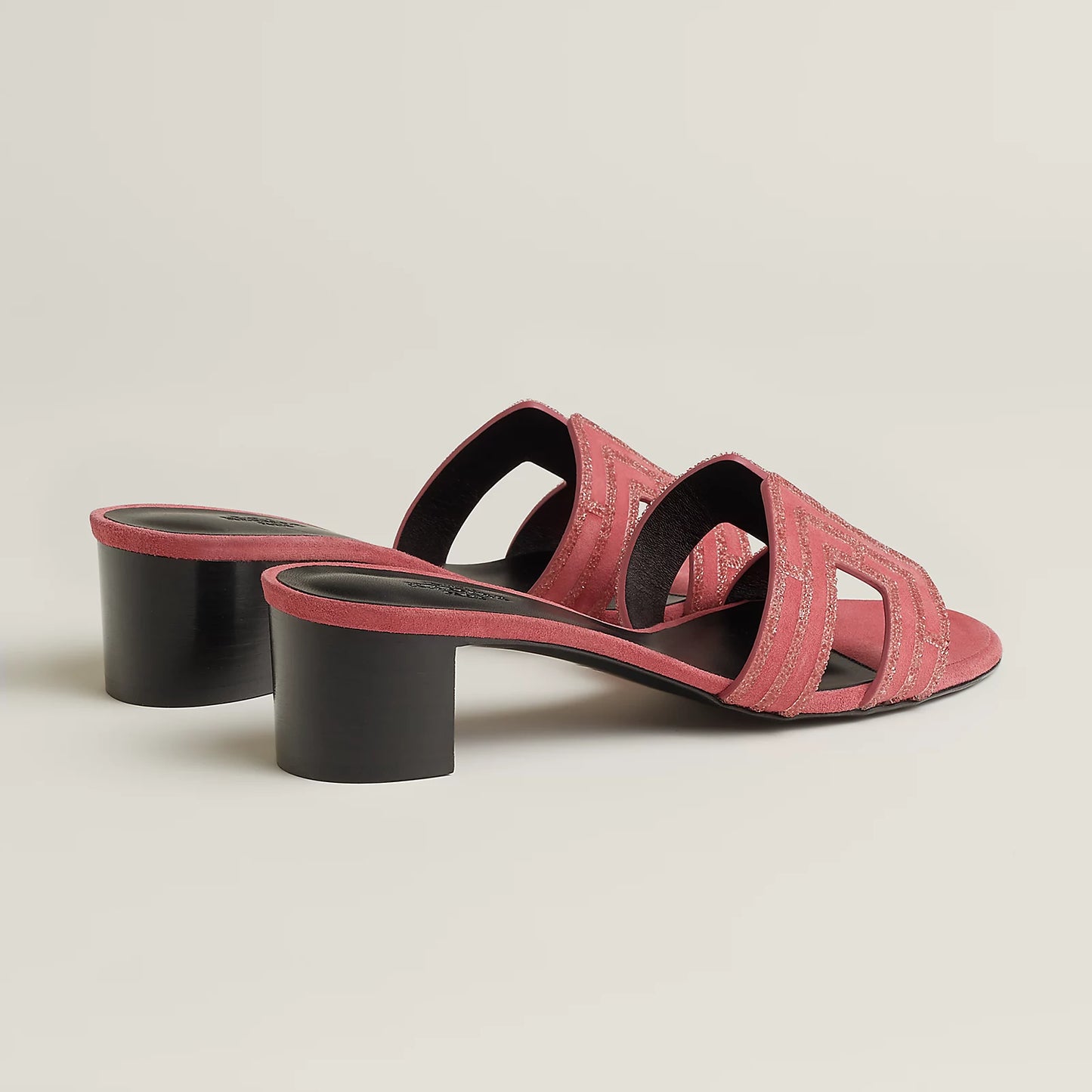 Hermès - Sandales Oasis Rose Amarante avec Strass
