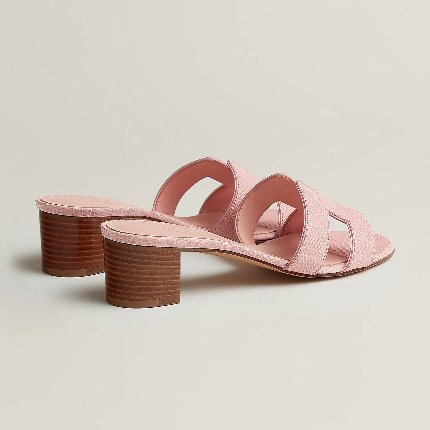 Hermès - Sandales Oasis Rose Jeva en Lézard