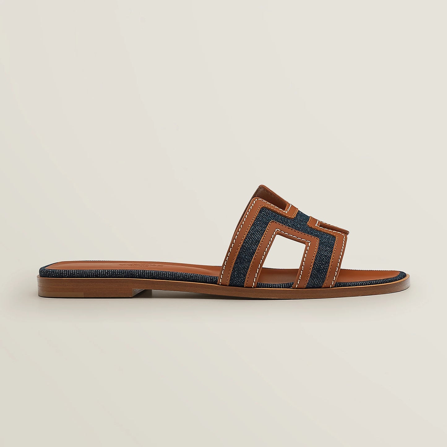 Hermès - Sandales Oran Bleu Brut / Gold