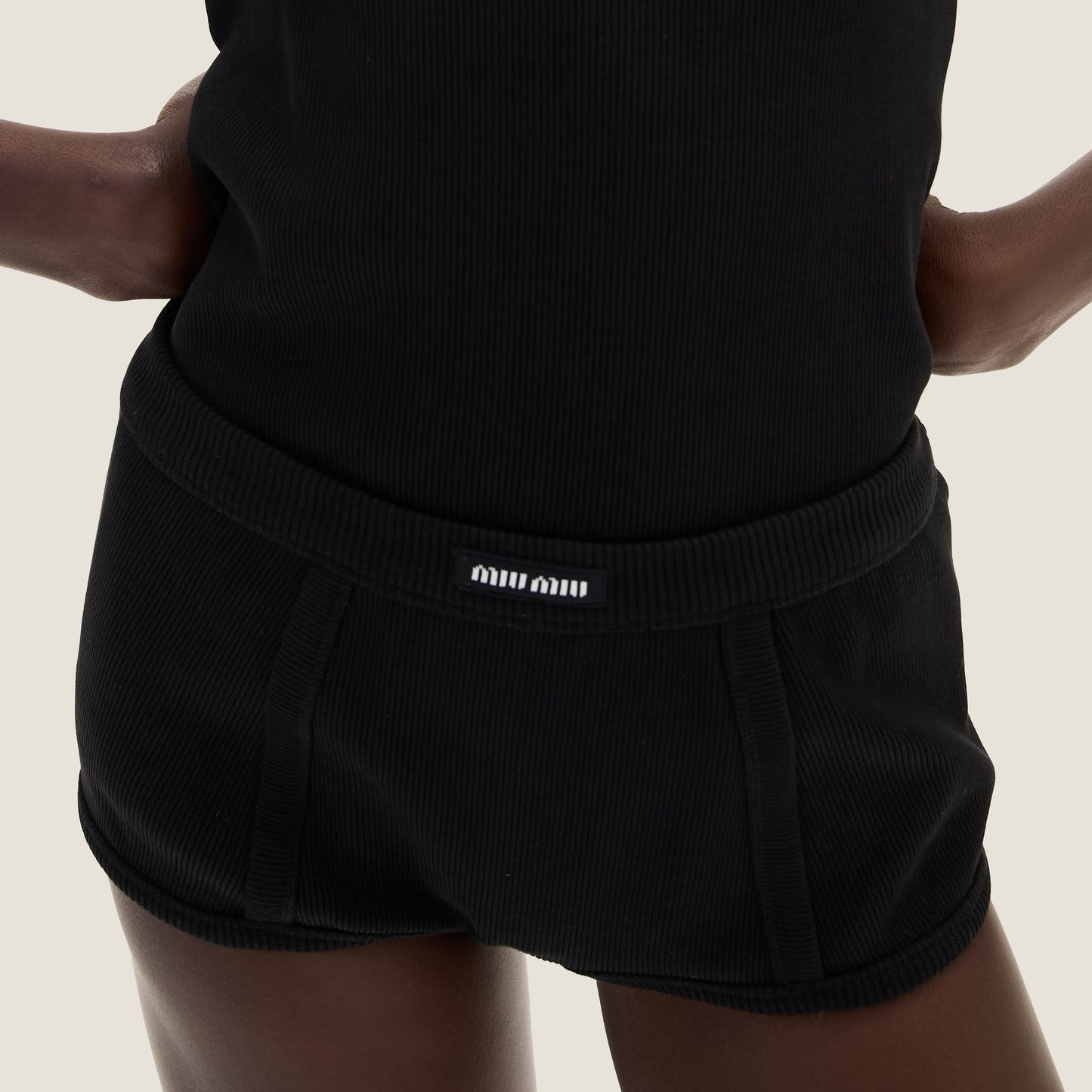 Miu Miu - Boxer en maille côtelée Noir