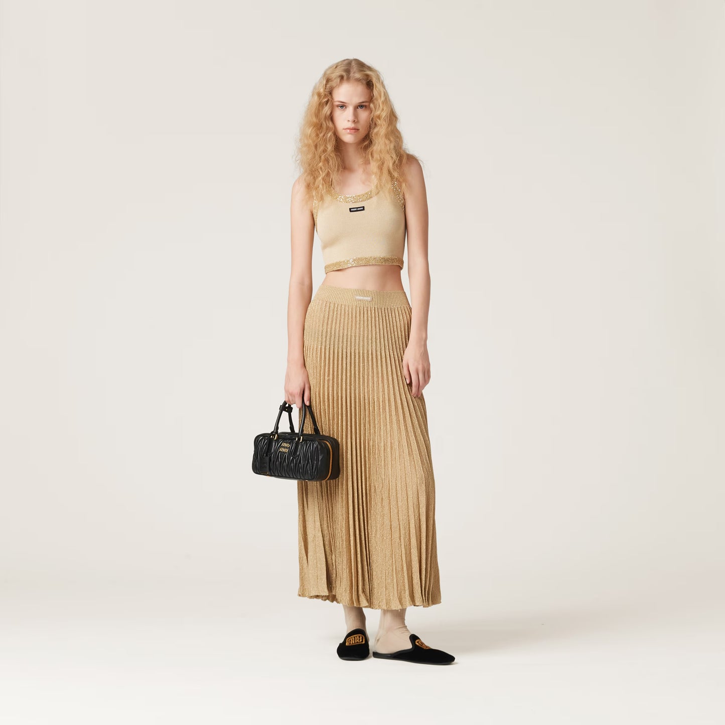 Miu Miu - Jupe en lamé Or
