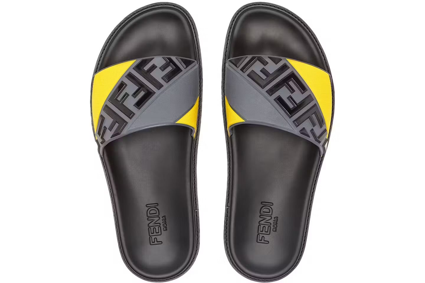 Fendi - Claquettes Multicolore Gris Jaune