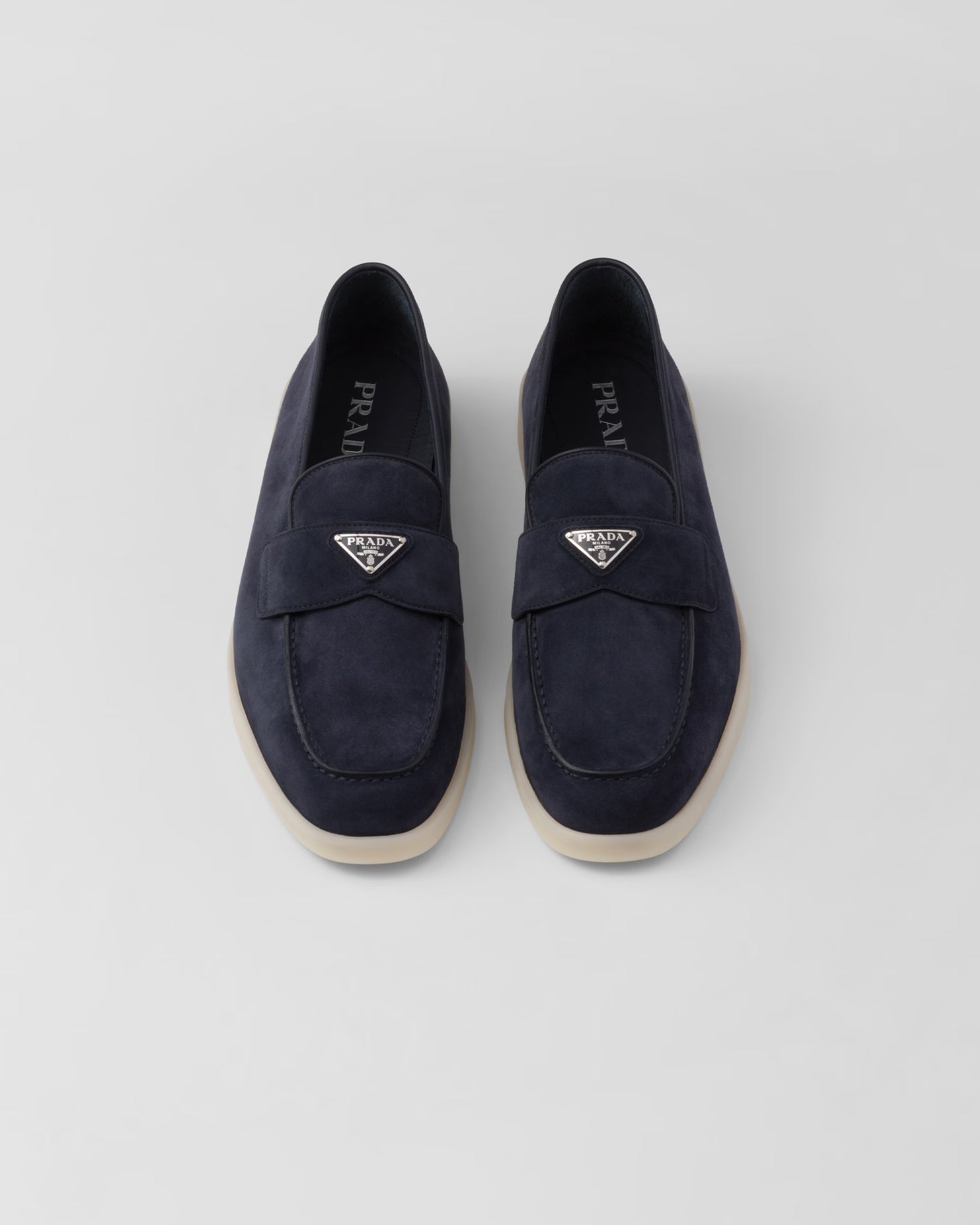 Prada - Mocassins en veau velours Bleu