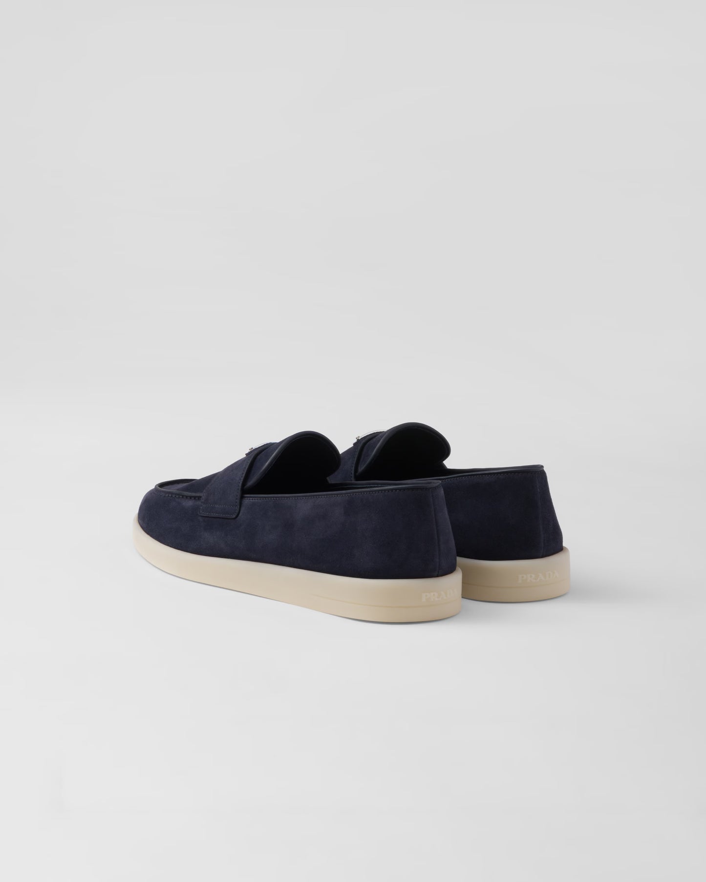 Prada - Mocassins en veau velours Bleu