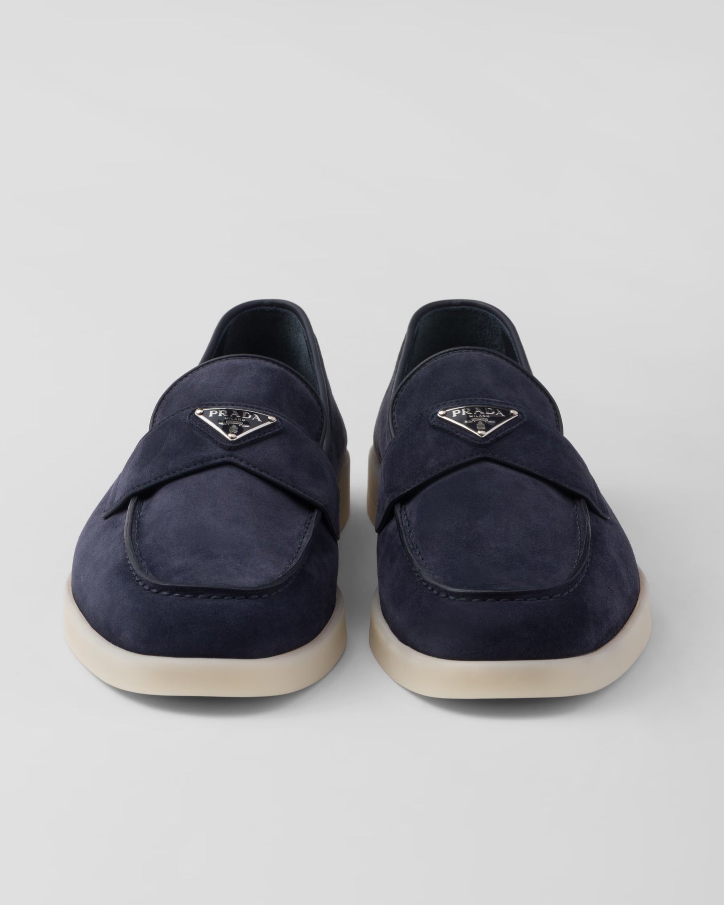 Prada - Mocassins en veau velours Bleu