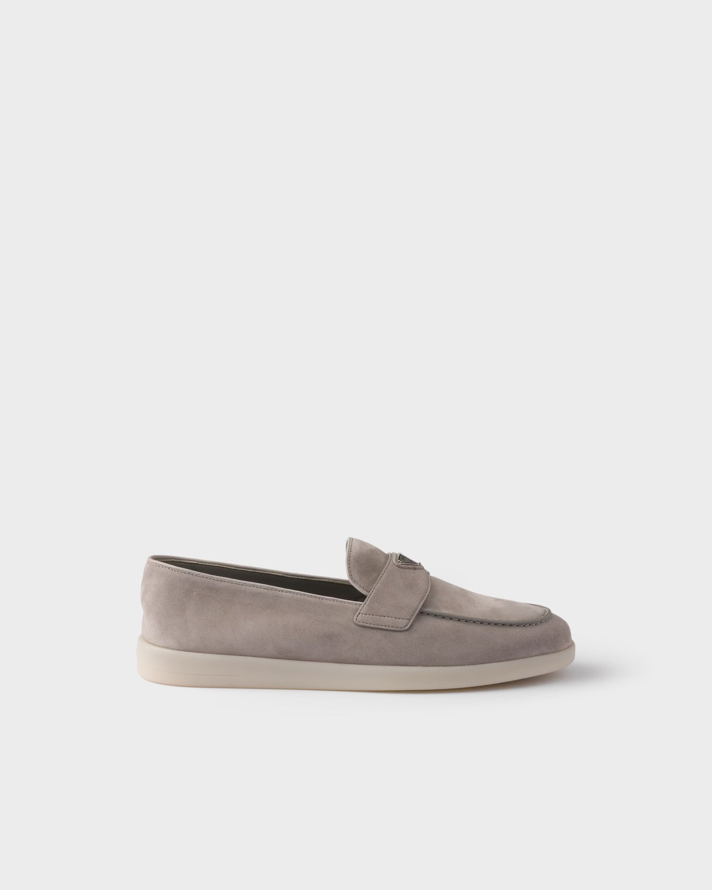 Prada - Mocassins en veau velours Gris Nuage