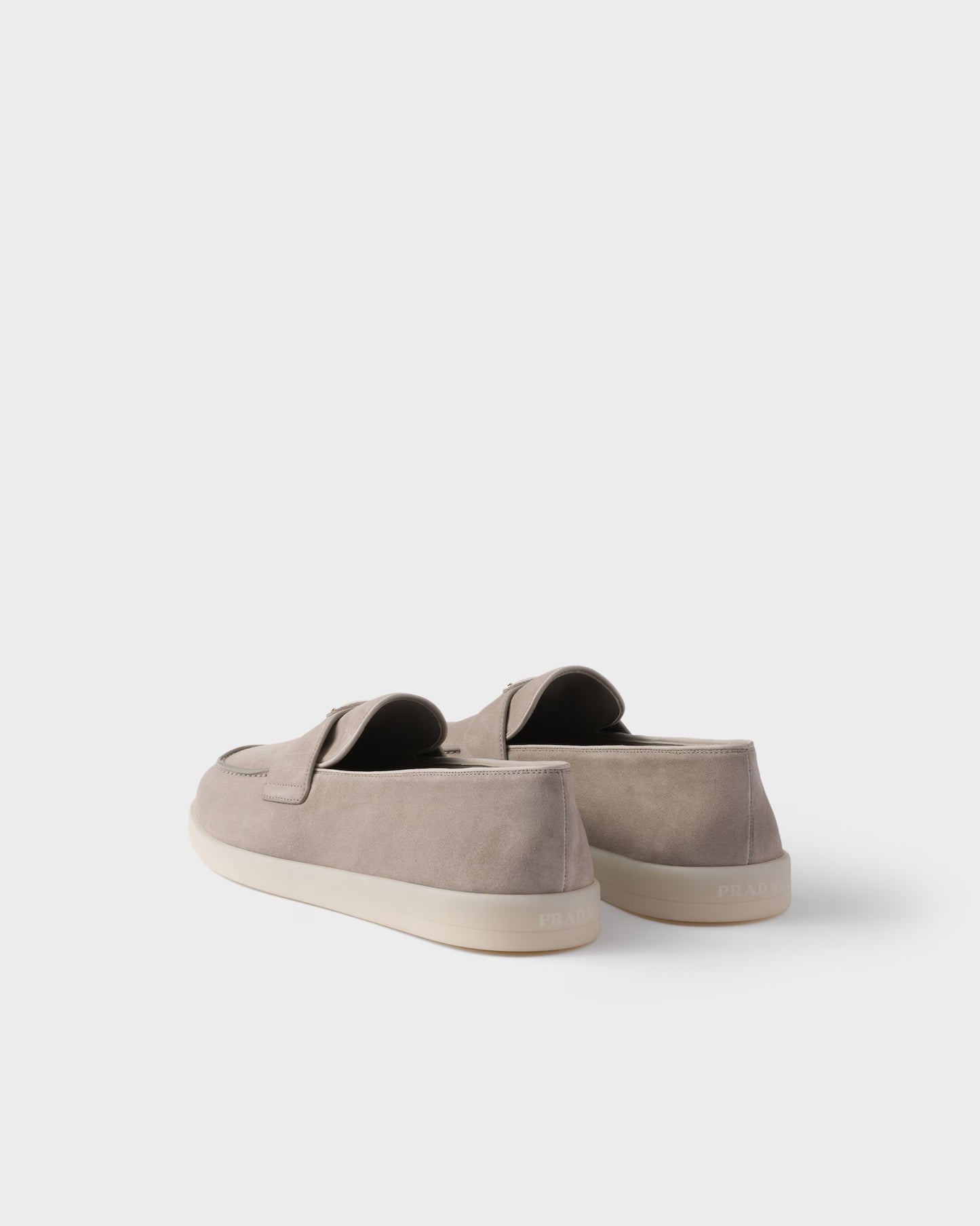 Prada - Mocassins en veau velours Gris Nuage