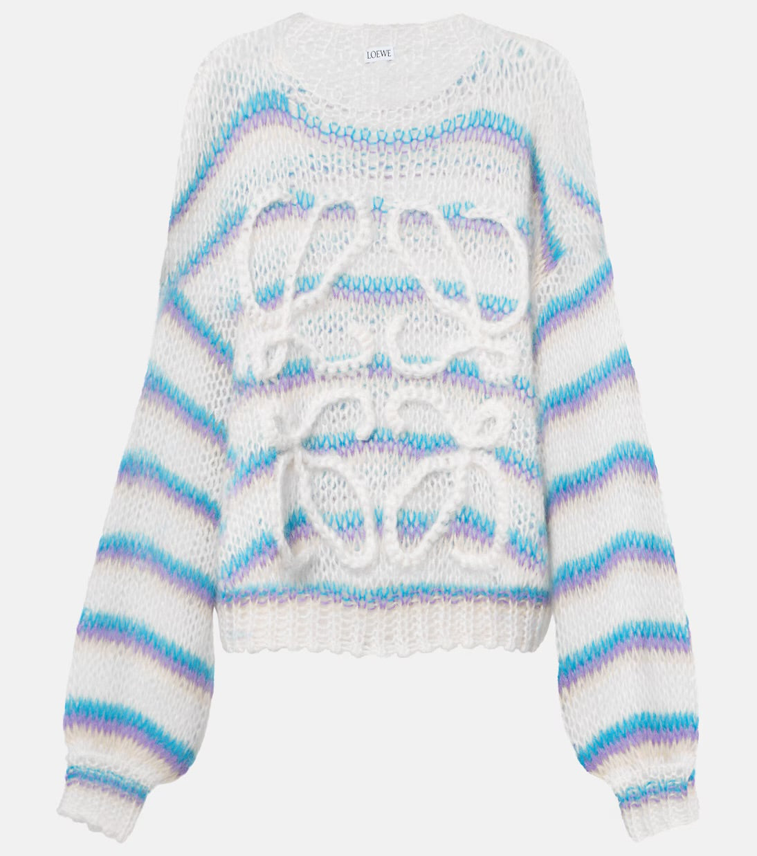 Loewe - Pull Anagram rayé en mohair mélangé en blanc & multicolore