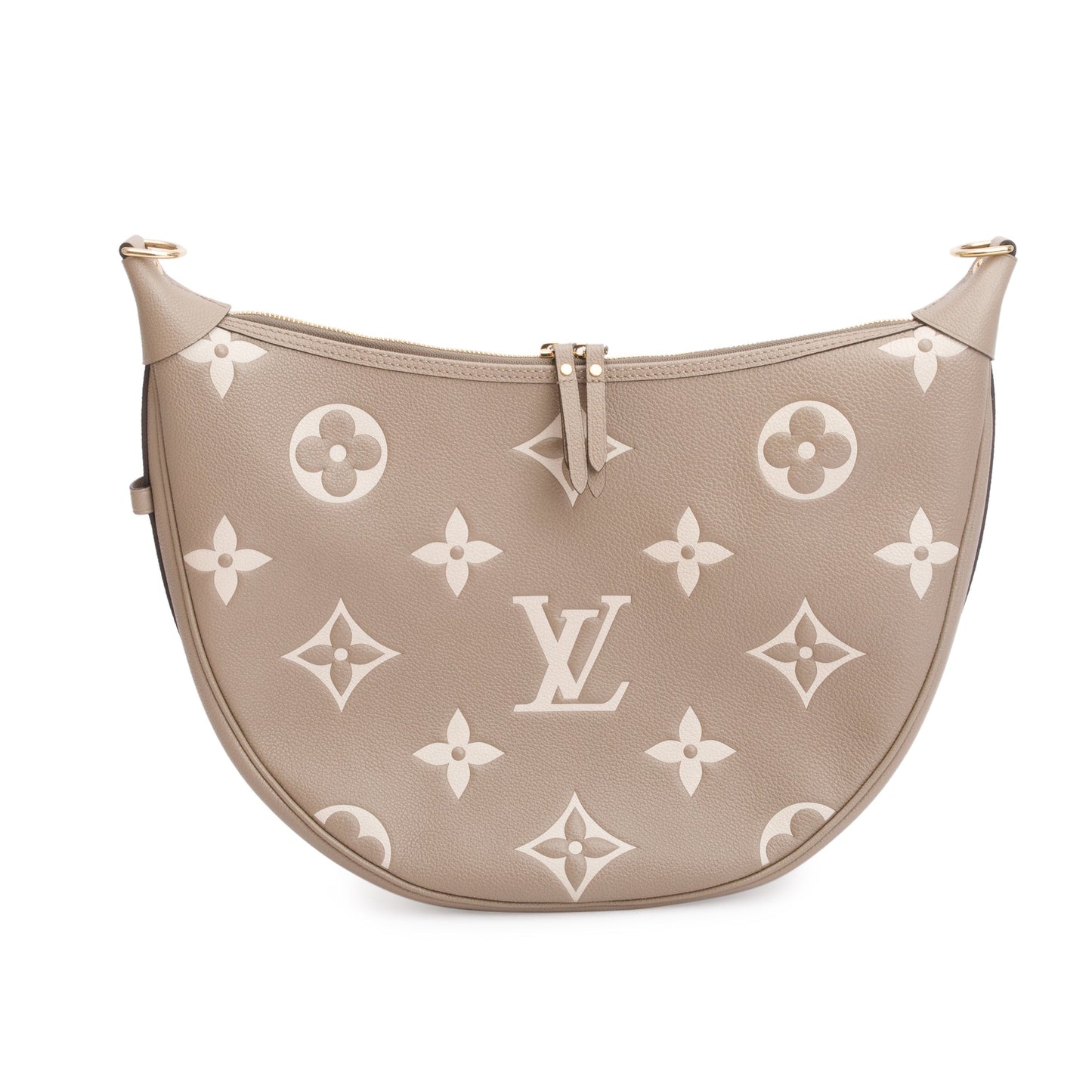 Louis Vuitton 2024 Dove Grey/Creme Bicolor Monogram Empreinte Leather Loop Hobo Bag w/ Straps & Receipt