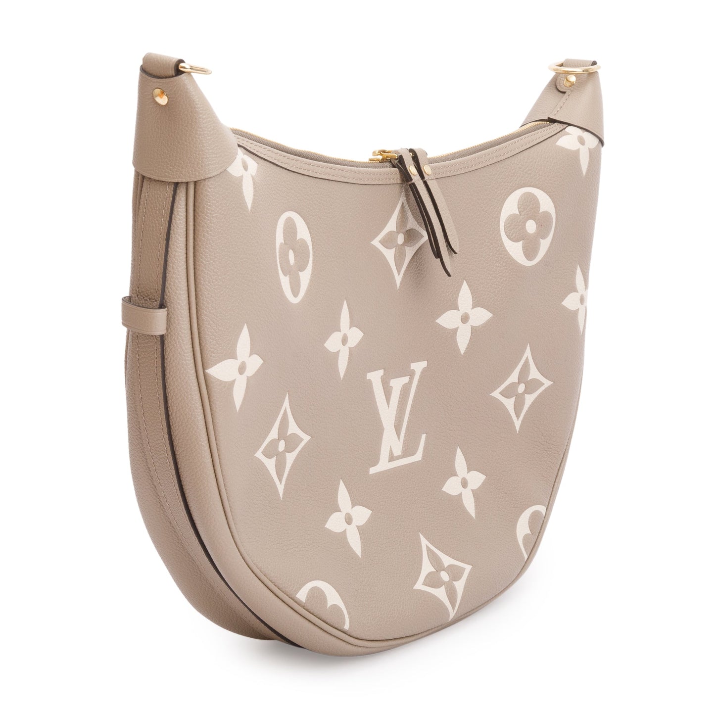 Louis Vuitton 2024 Dove Grey/Creme Bicolor Monogram Empreinte Leather Loop Hobo Bag w/ Straps & Receipt