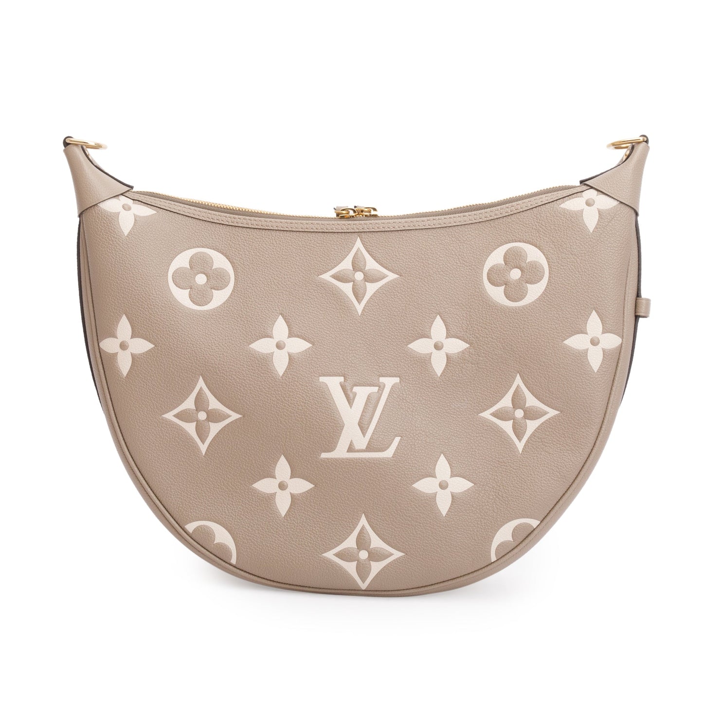 Louis Vuitton 2024 Dove Grey/Creme Bicolor Monogram Empreinte Leather Loop Hobo Bag w/ Straps & Receipt