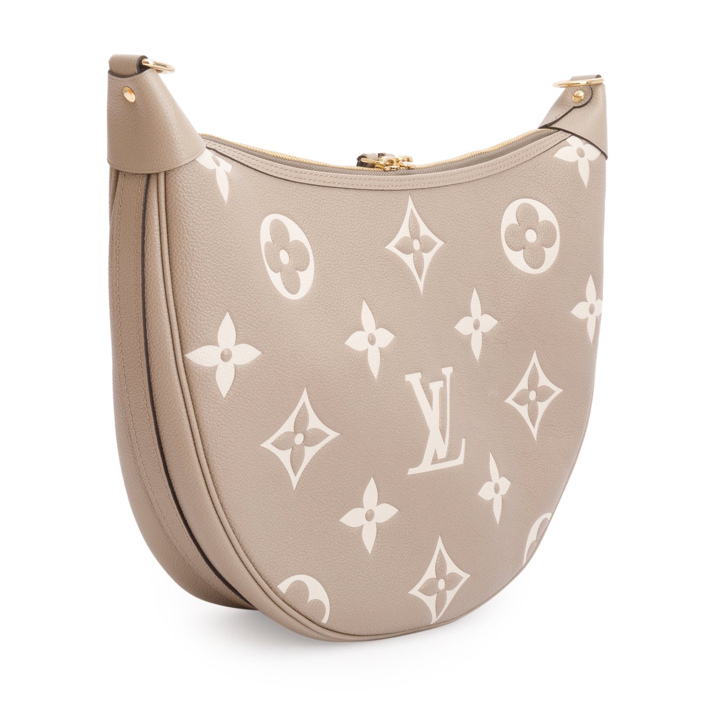 Louis Vuitton 2024 Dove Grey/Creme Bicolor Monogram Empreinte Leather Loop Hobo Bag w/ Straps & Receipt