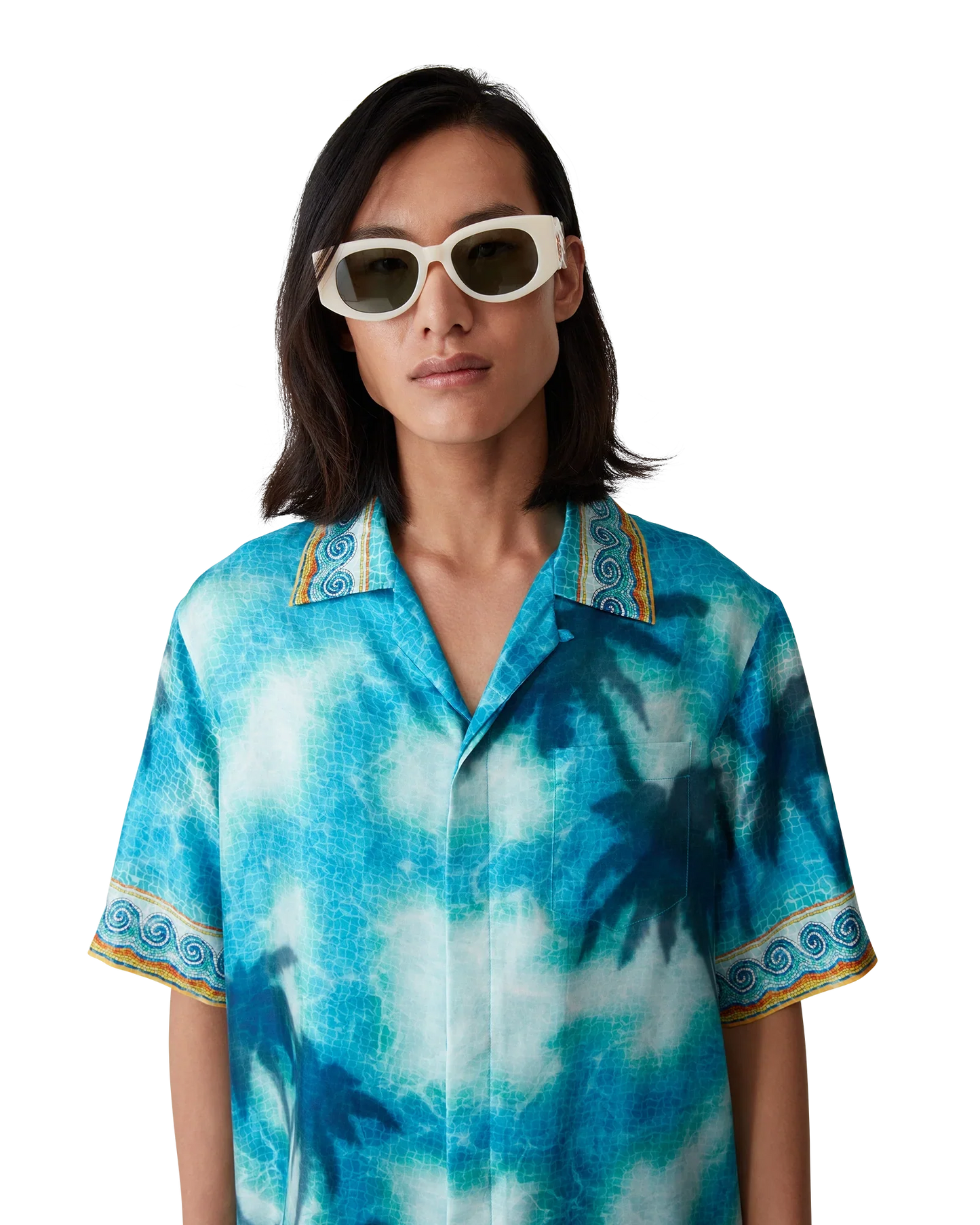Poolside Emblem Short Sleeve Silk Shirt
