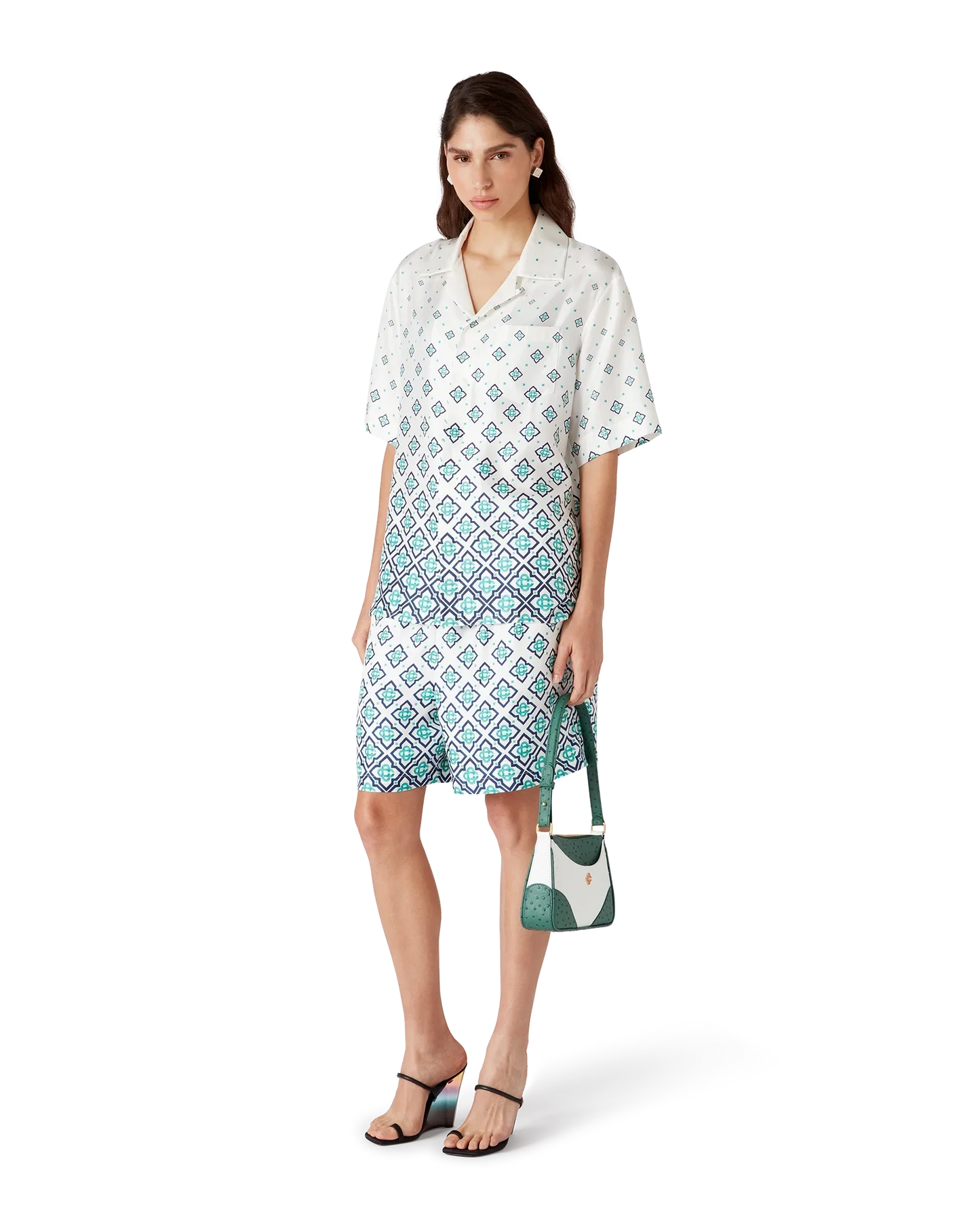 Gradient Monogram Short Sleeve Silk Shirt