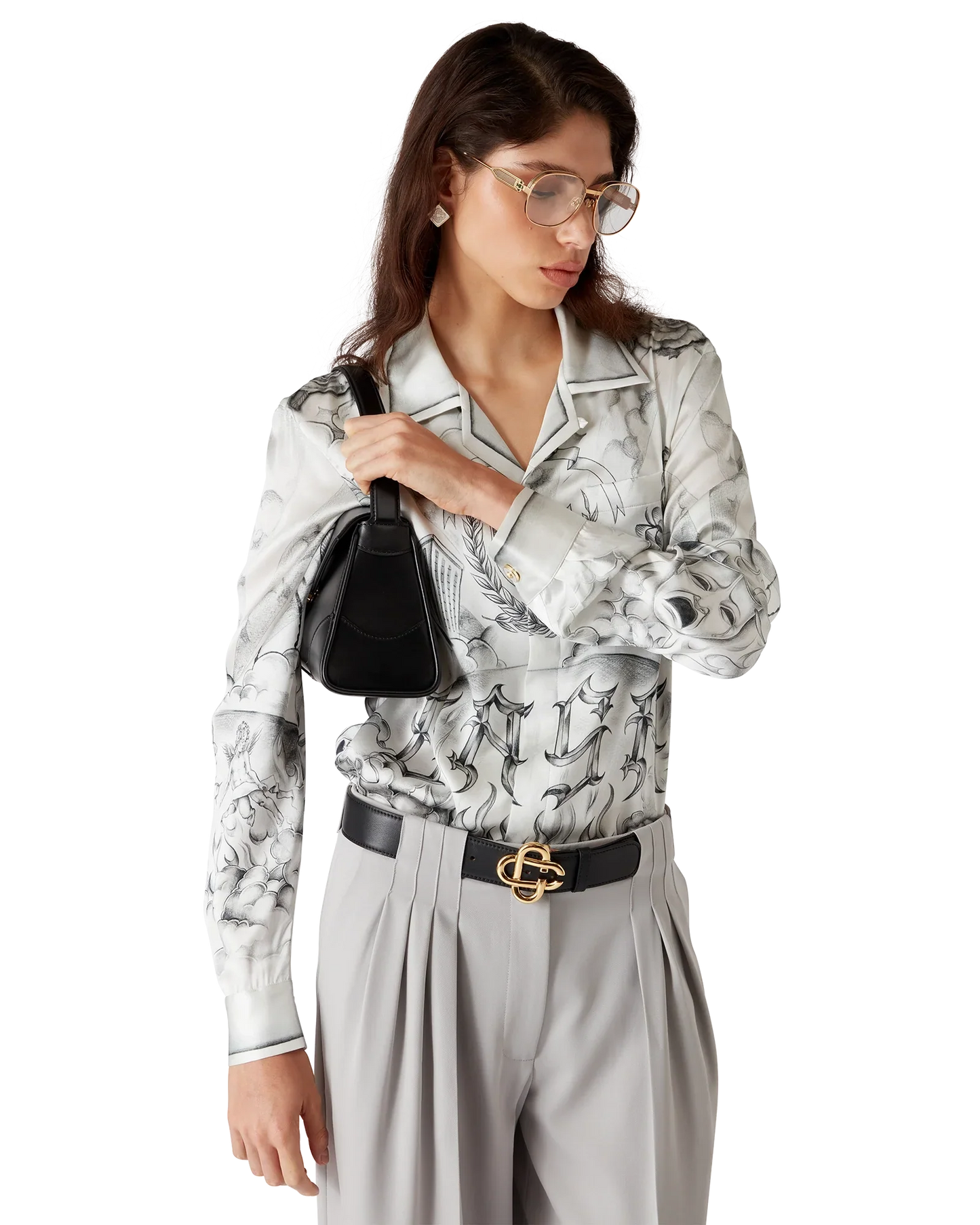 Tattoo Long Sleeve Silk Shirt