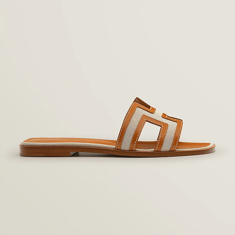 Hermès - Sandales Oran Noisette / Beige doré