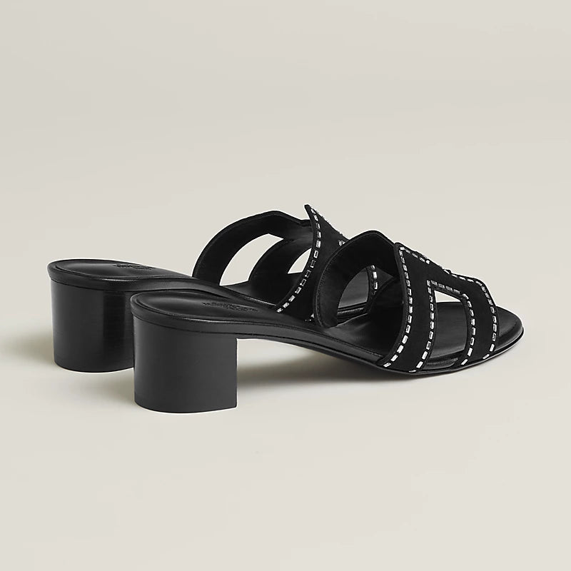 Hermès - Sandales Oasis Noir avec Strass