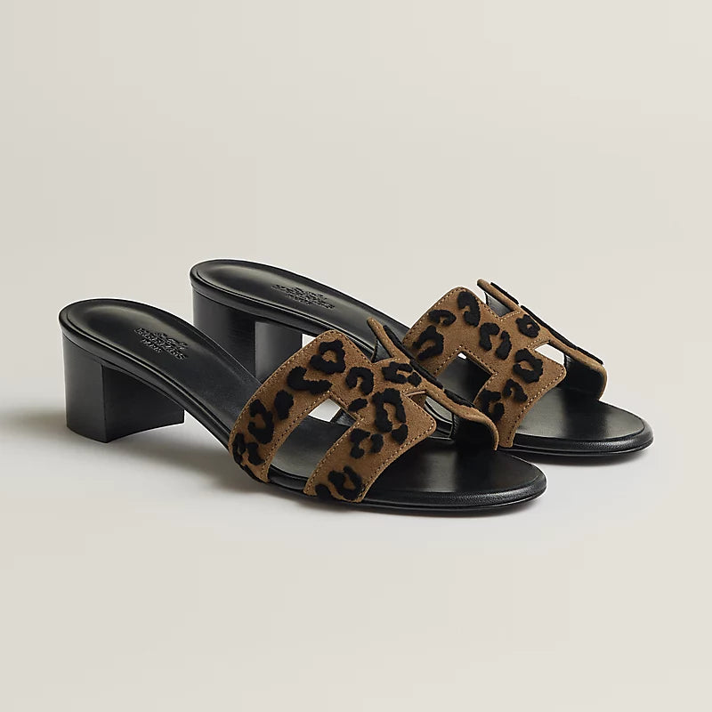 Hermès - Sandales Oasis Brun fumé / Noir